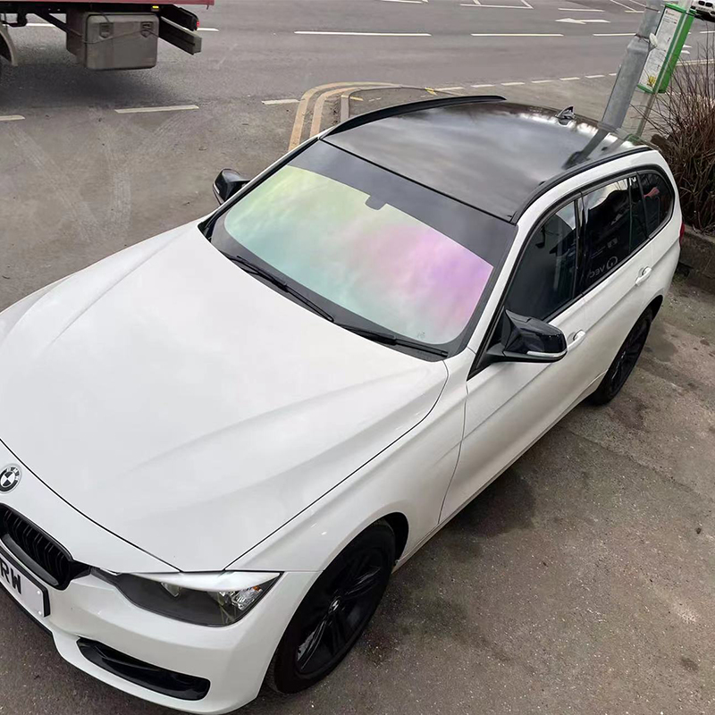 iridescent windshield film for front glass with balanced transparency and color effect