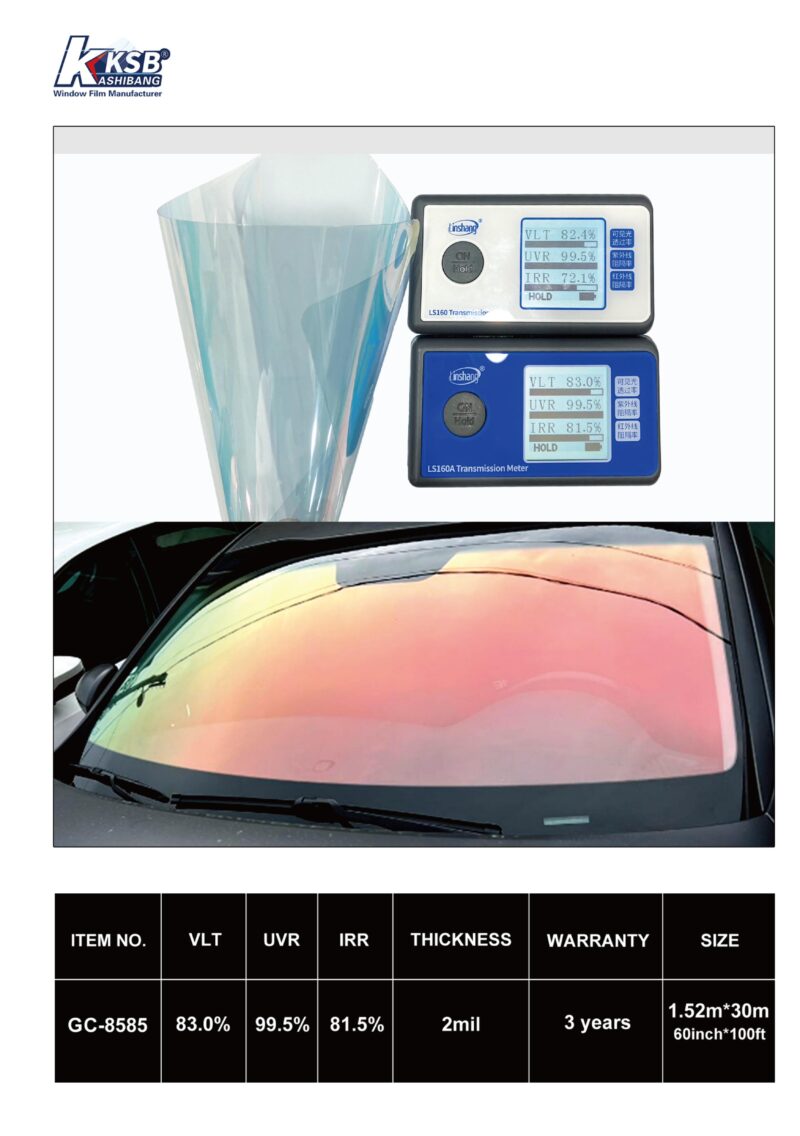 chameleon windshield film with color shifting effect heat rejection and uv protection for automotive front glass