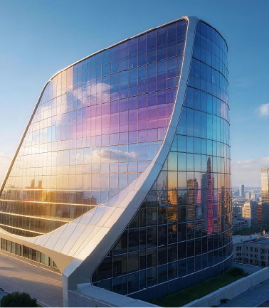 Color shift iridescent architectural glass film