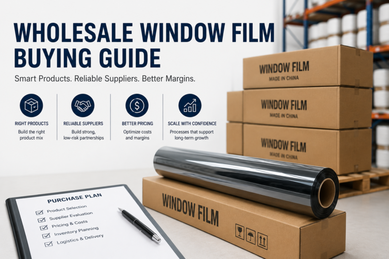 wholesale window film buying guide with warehouse stock, supplier sourcing, pricing management, and automotive window film rolls