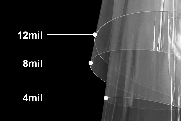 Safety window film thickness comparison 2mil 4mil 8mil 12mil for building glass protection