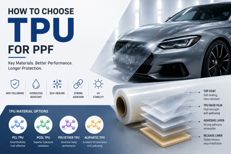 TPU for paint protection film with aliphatic TPU, PCDL TPU, PCL TPU materials comparison for automotive PPF
