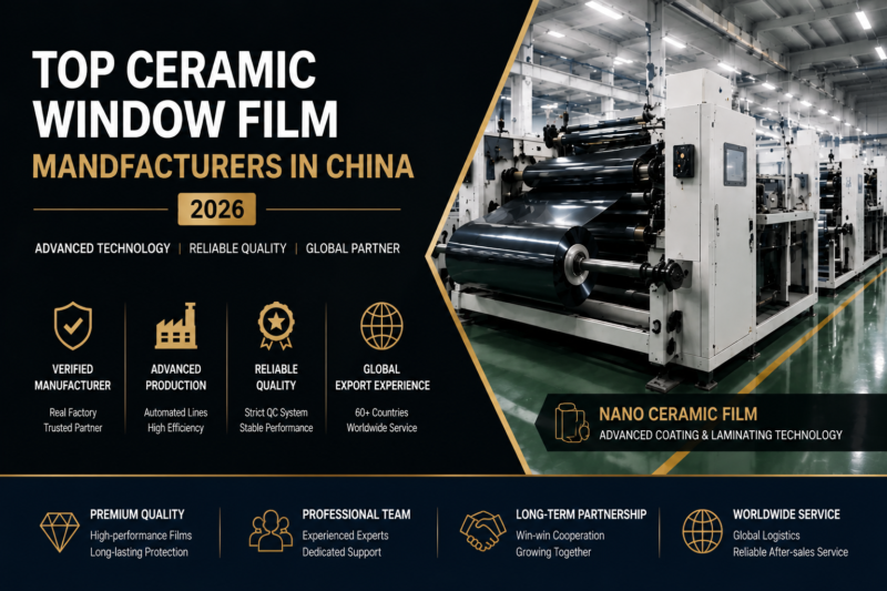 China ceramic window film manufacturers list infographic showing verified suppliers, OEM capability and export markets in 2026