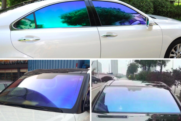 blue chameleon film for full car windows with color changing effect and uv protection