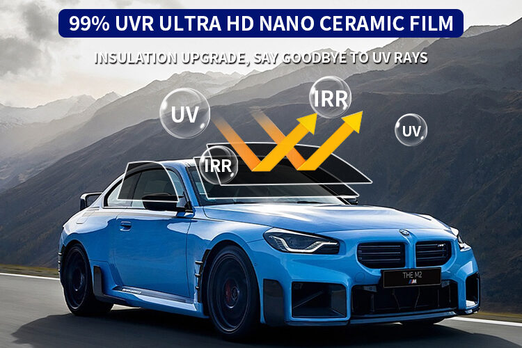 Ultra HD nano ceramic window film with 99% UV protection and high infrared heat rejection for automotive windows