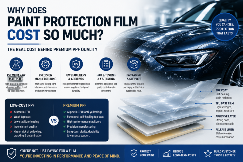 Paint Protection Film with premium TPU materials and multi-layer construction for automotive paint protection