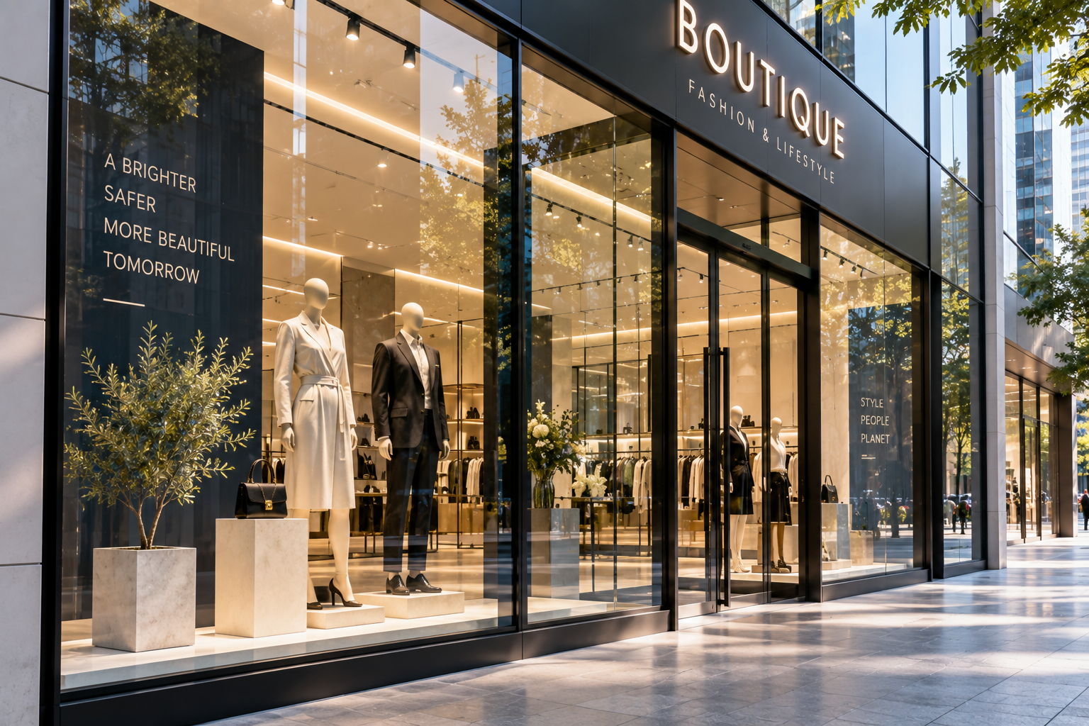 Safety and security window film for retail stores