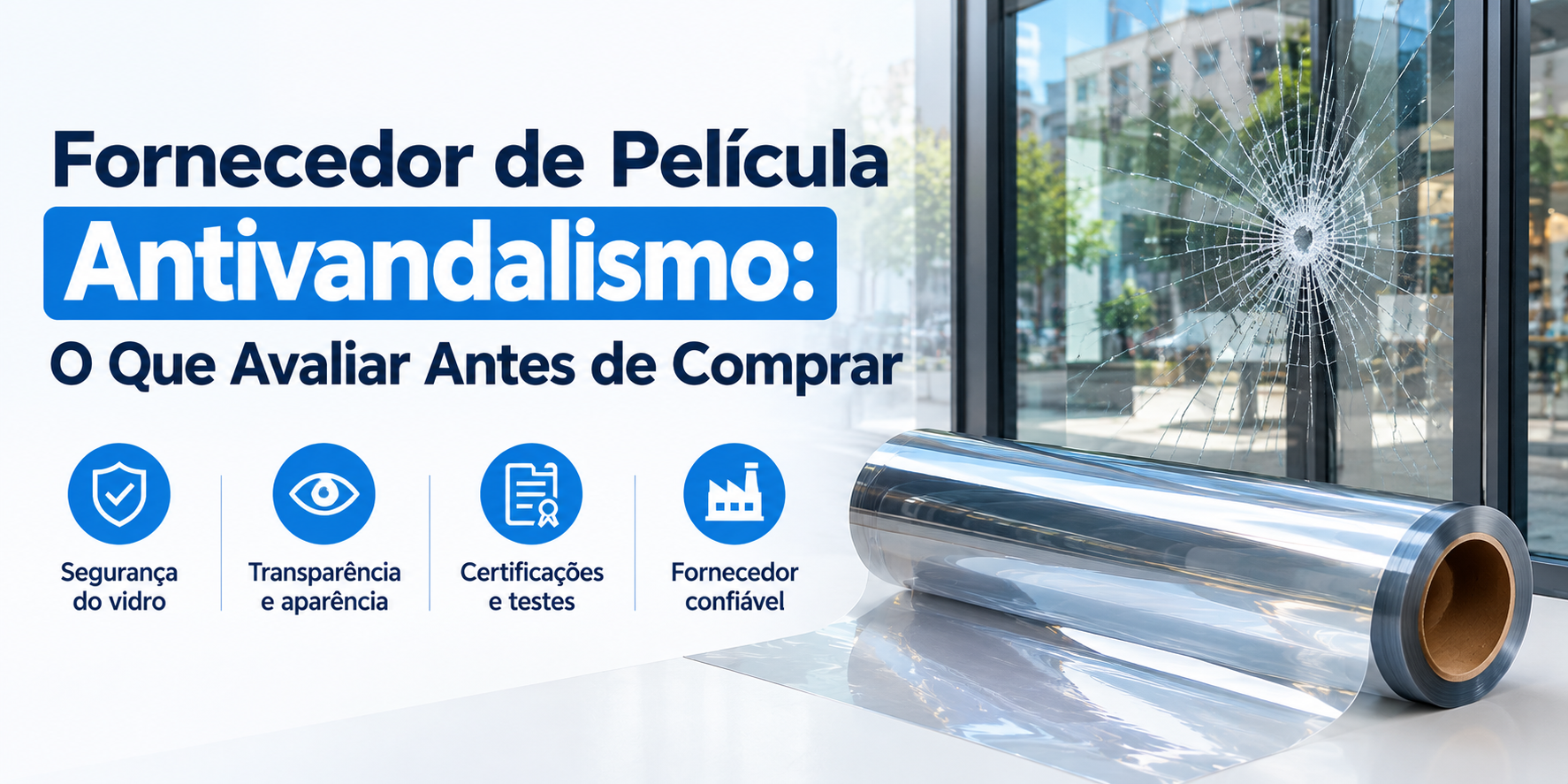 Fornecedor de película antivandalismo com rolo de película de segurança para proteção de vidros