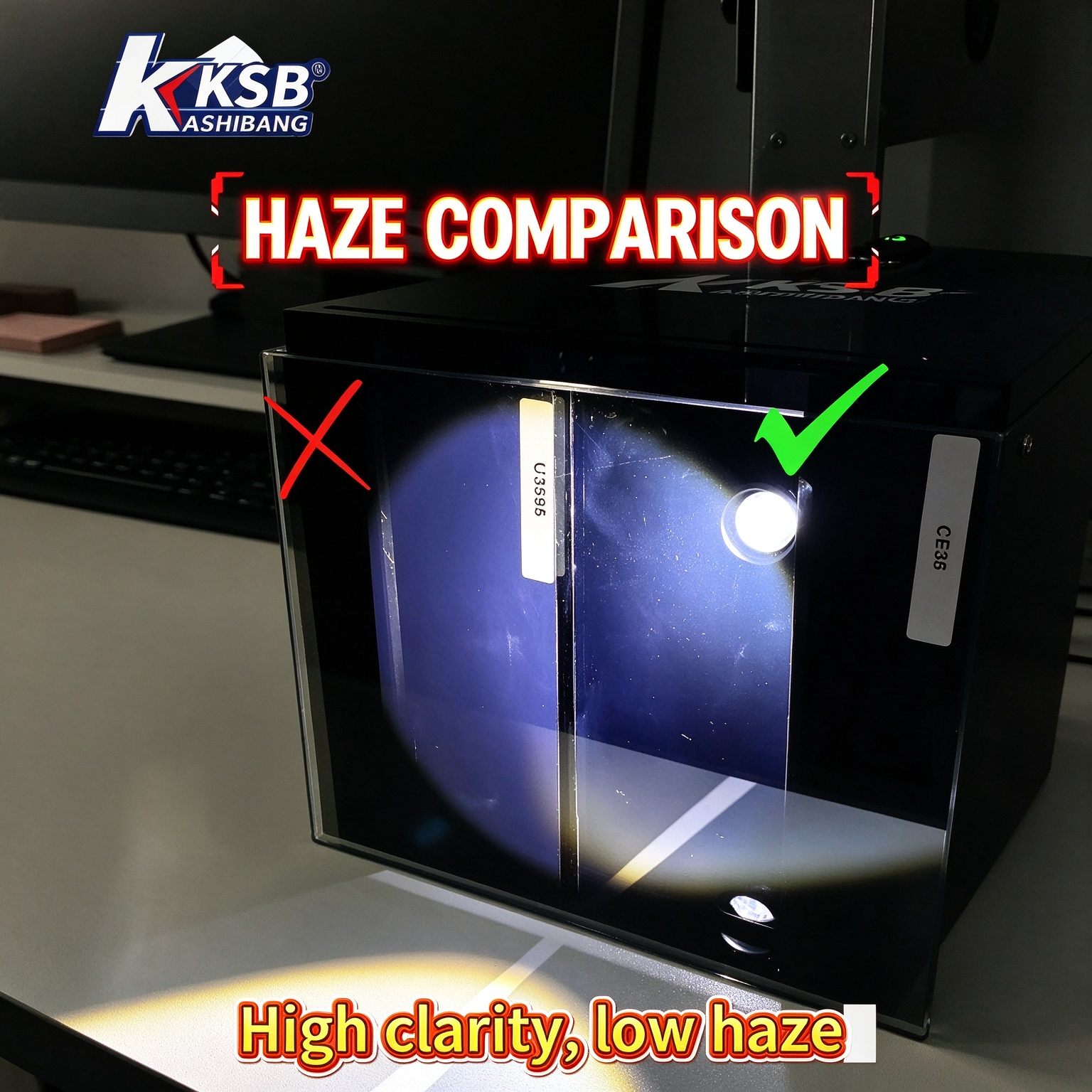 Cat eye CE35 windshield film low haze and glare test