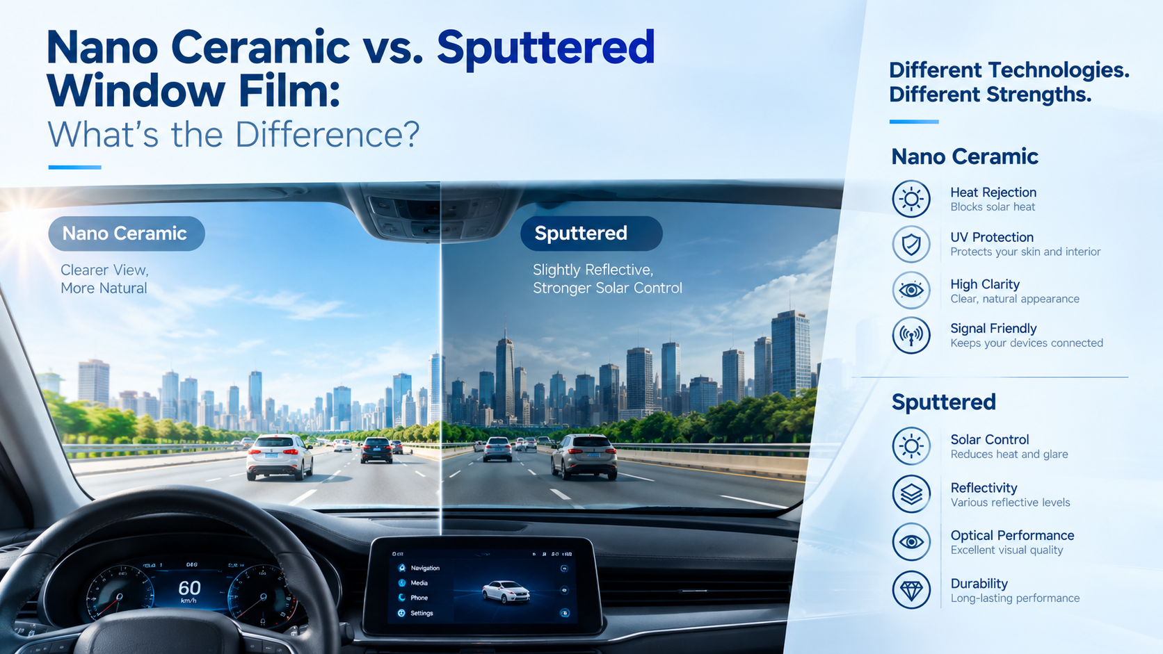 Nano ceramic vs. sputtered automotive window film comparison