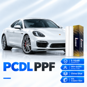 KSB PCDL paint protection film with Chinese adhesive, Chinese TPU base material, and 7.5–9.5 mil thickness options.