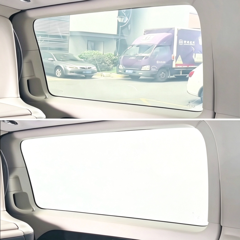 White PDLC smart film for switchable privacy glass