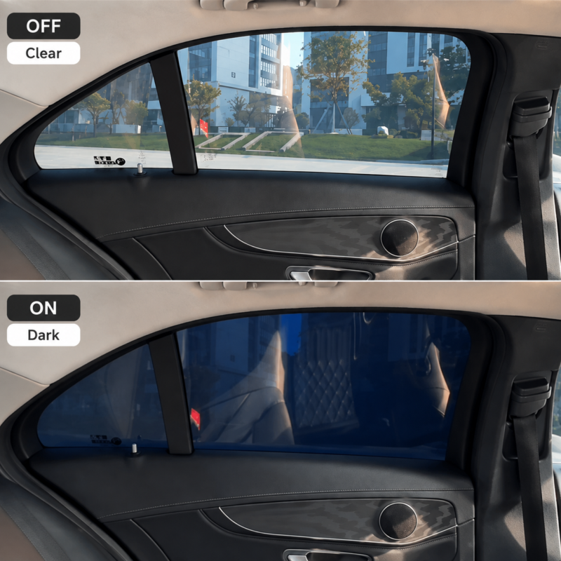 Blue SPD smart film with continuous dimming and privacy control